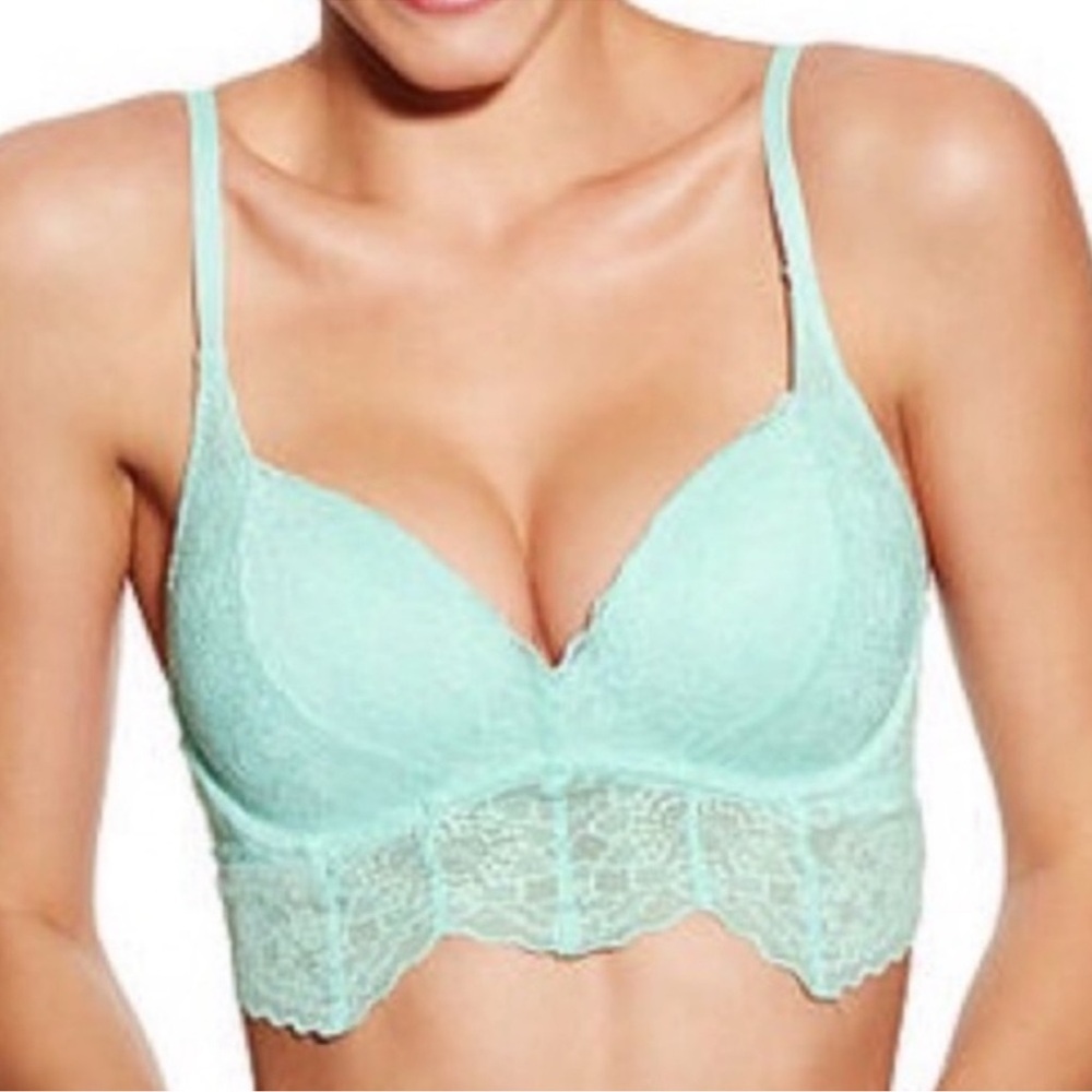 Victoria's Secret PINK Mint Lace Push-up Lace Bralette